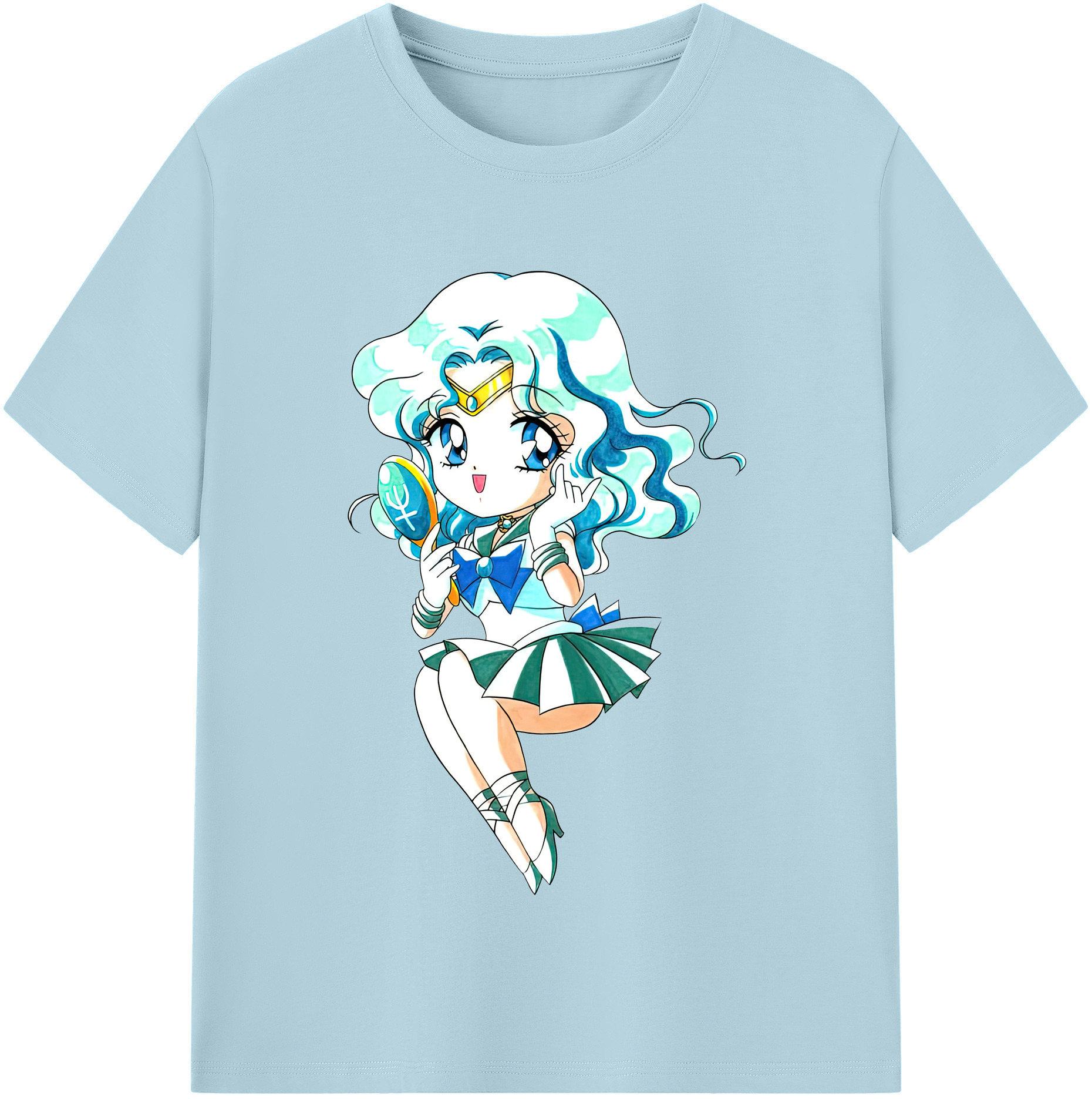 （画像用） 美少女戦士セーラームーン 海王 みちる（かいおう みちる） Sailor Moon Kaiou Michiru 綿100％半袖Tシャツ（フロントプリント）